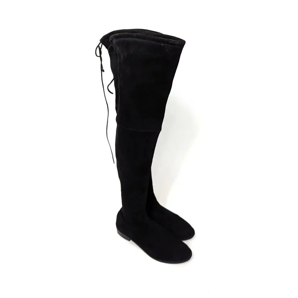 Stuart Weitzman Lowland Black Suede Over The Knee Boots Size 7.5 Womens Preowned